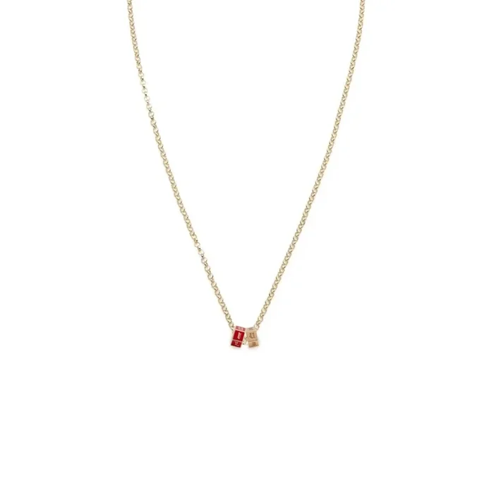 Gold & Red I Love U : Fine Belcher Necklace