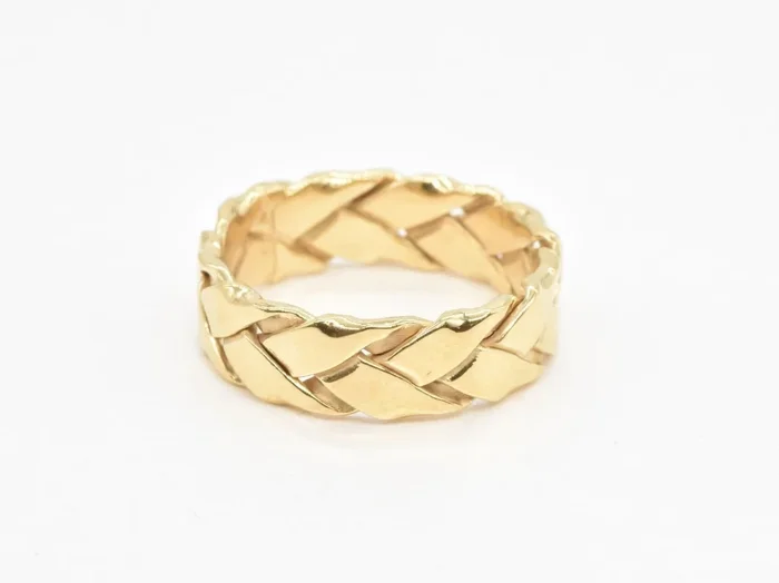 Gold Braided Band – Gold Chain Ring, Unique Wedding Band