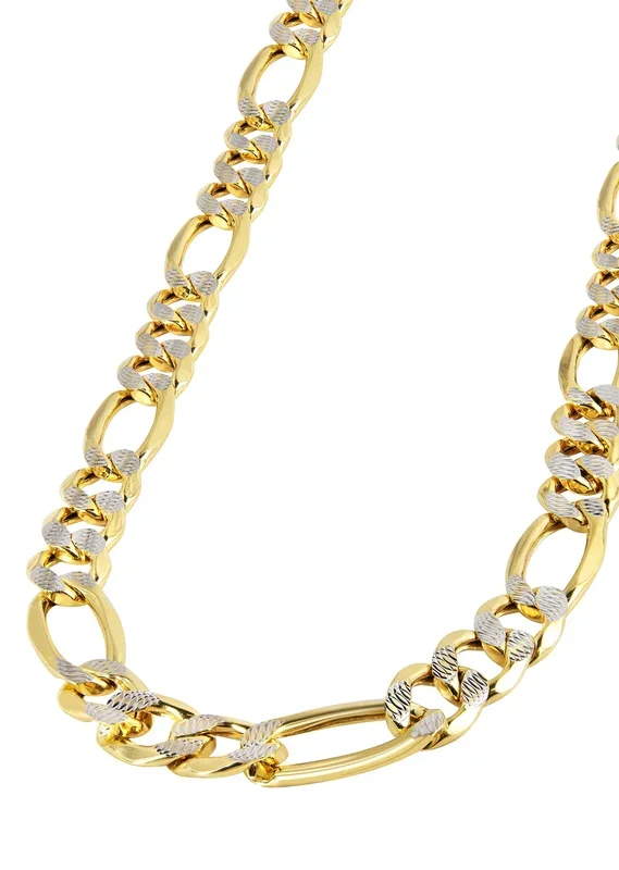 Gold Chain – Mens Diamond Cut Semi Solid Figaro Chain 10K/14K Gold