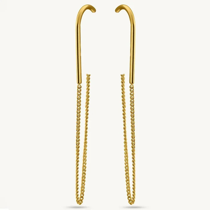Gold Chain Drop Hook Earrings