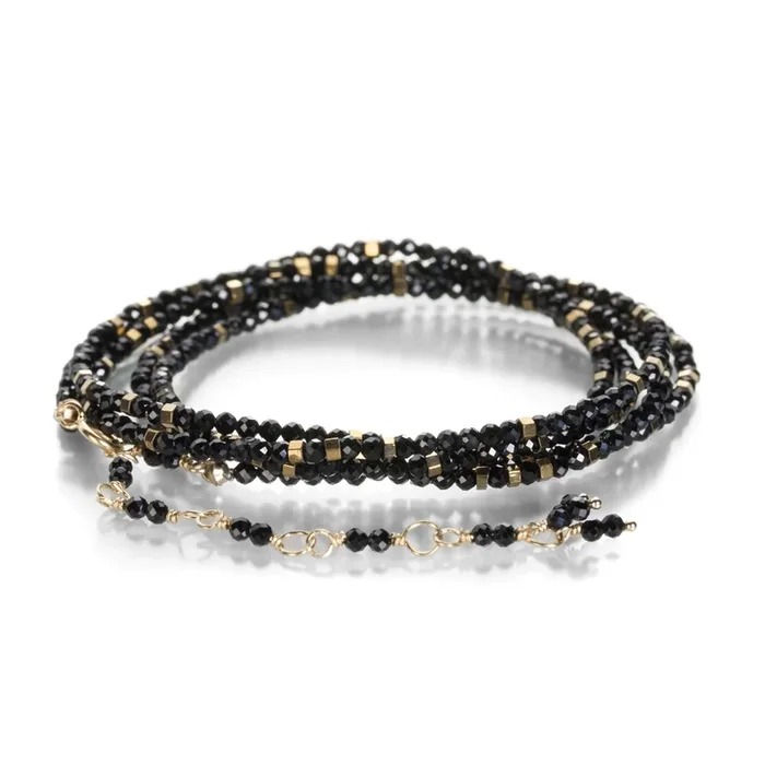 Gold Confetti Black Spinel Wrap Bracelet