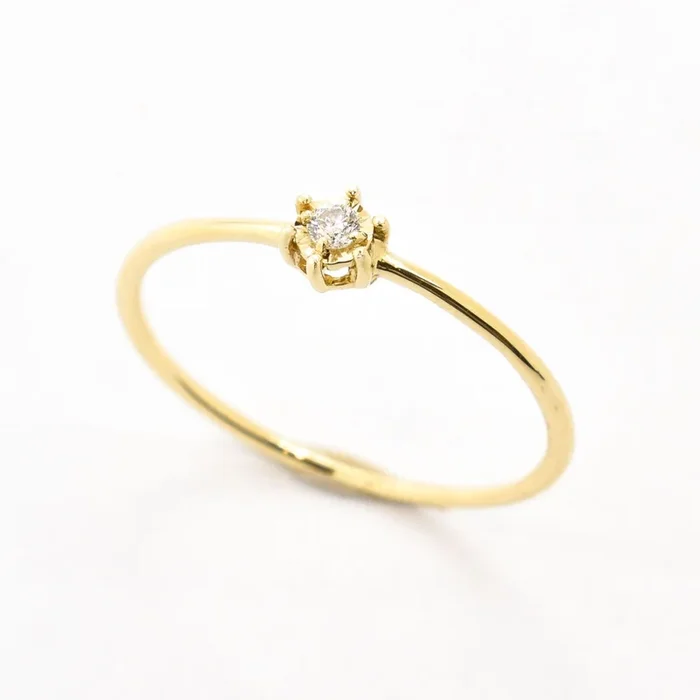 Gold Diamond Ring – Dainty Diamond Ring – Brilliant Engagement Ring