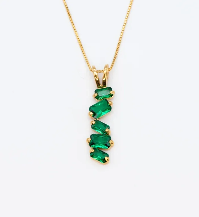 Gold Emerald Baguette Pendant
