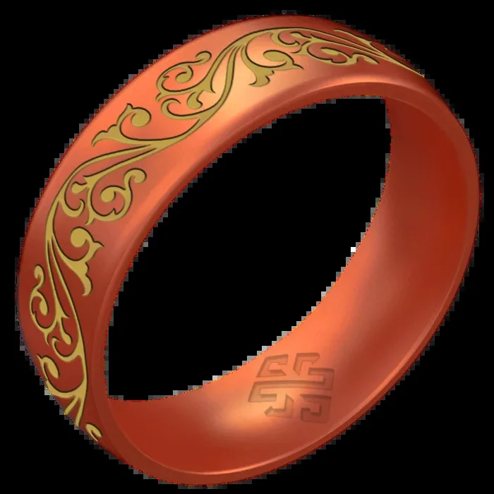 Gold Filigree Silicone Ring on Arc 6mm