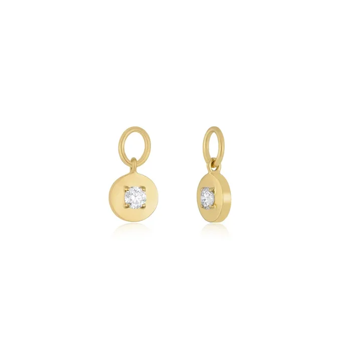Gold Frame Round Diamond Huggie Charm