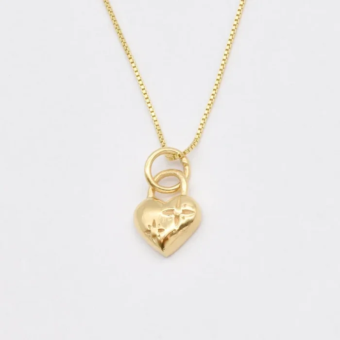 Gold Heart Pendant – Heart Lock Necklace – Dainty Love Pendant