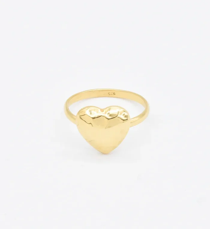 Gold Heart Ring – Textured Heart Ring – Hammered Heart Ring