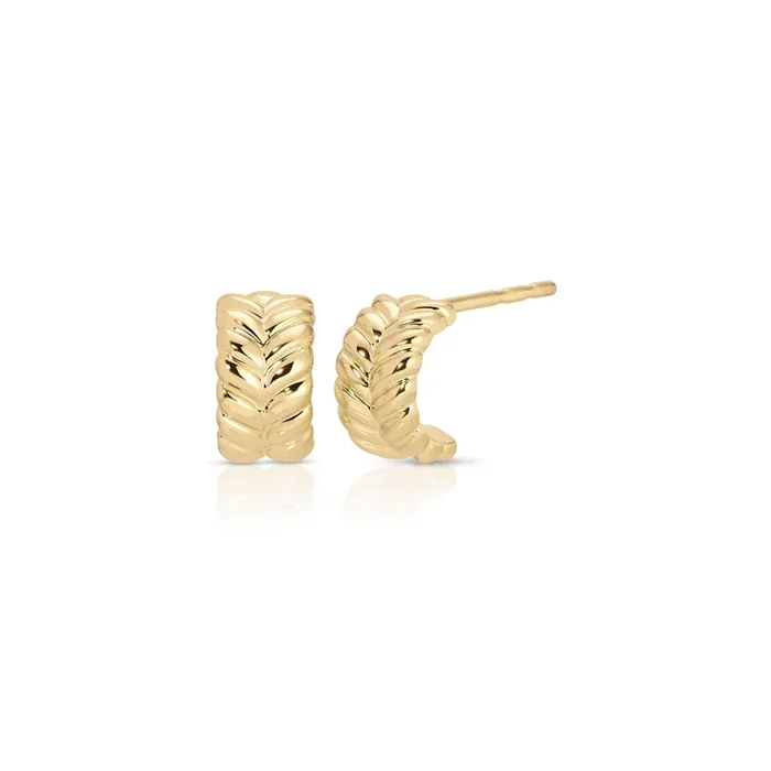Gold Herringbone Mini Huggies