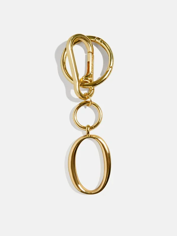 Gold Initial Enamel Bag Charm – O