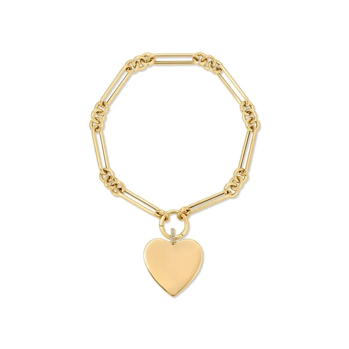 Gold Jumbo Heart Charm Bracelet