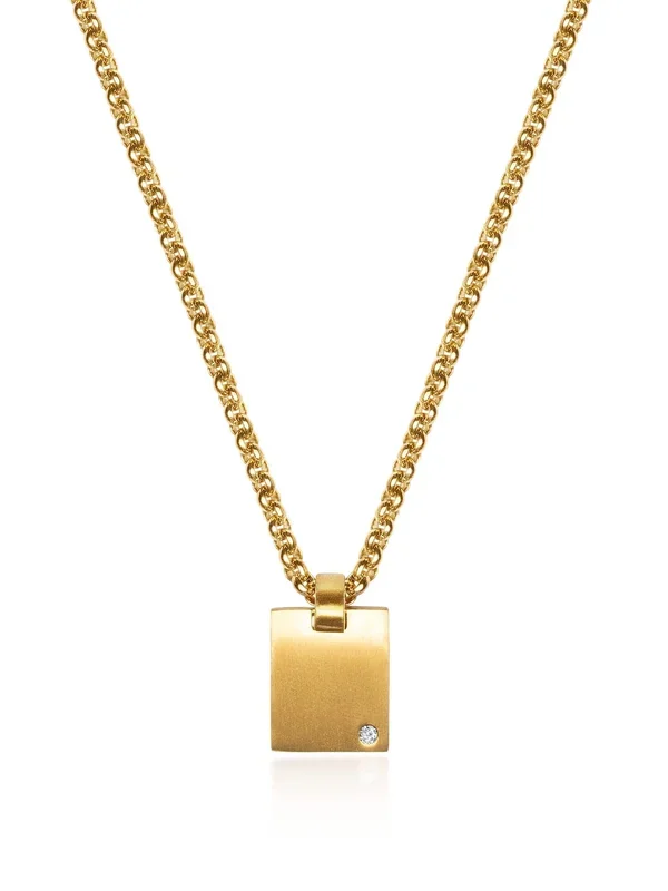 Gold Mini Dog Tag with CZ