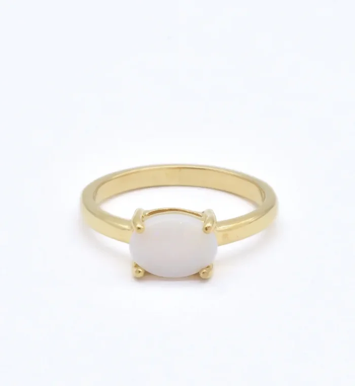Gold Opal Ring, Natural Australian Opal Ring, Solitaire Gold Ring
