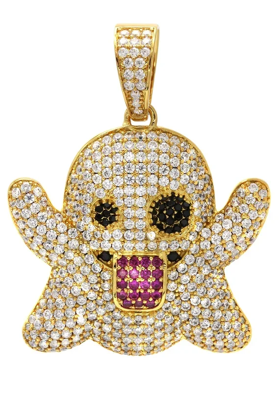 Gold Plated Ghost Emoji Pendant | 18.2 Grams