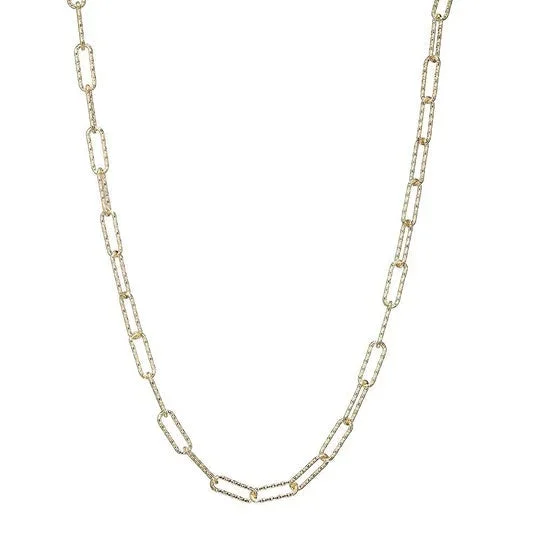 Gold-Plated Silver Diamond Cut 5mm Paperclip Chain Necklace