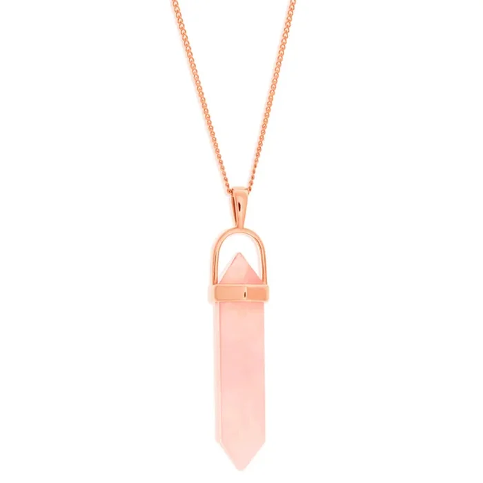 Gold Plated Sterling Silver Rose Quartz Pendant