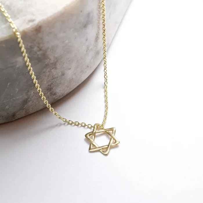 Gold Star of David Necklace – Solid 14k Gold – Dainty Star of David Pendant