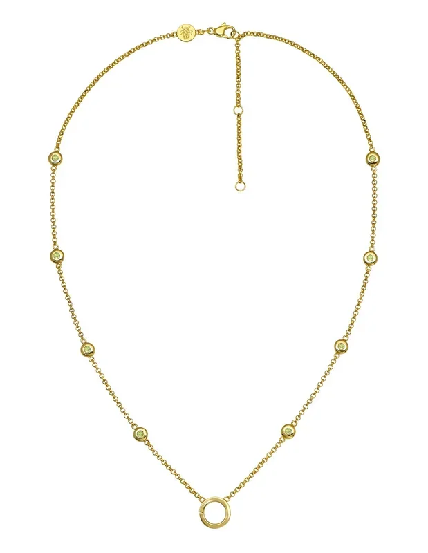 Goldbug Collection Peridot Bezel Charm Necklace