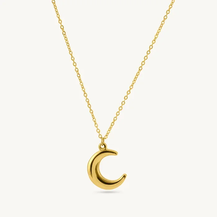 Golden Crescent Moon Drape Pendant