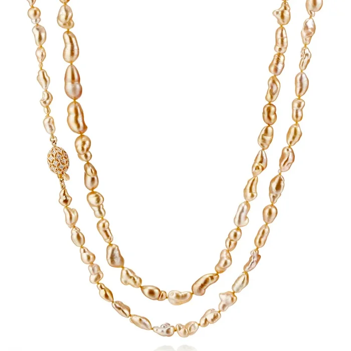 Golden Keshi South Sea Long Necklace