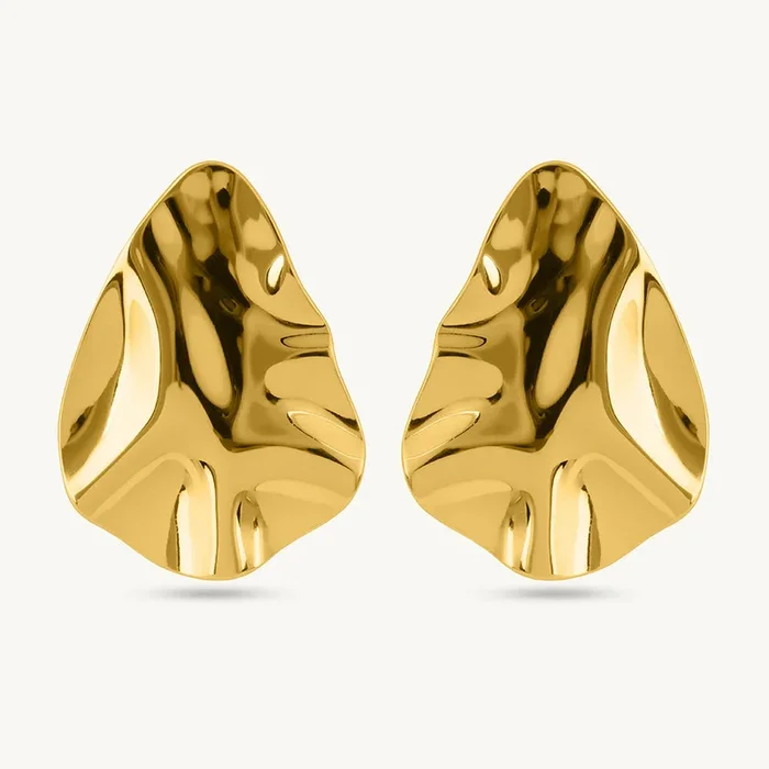 Golden Leaf Stud Earrings