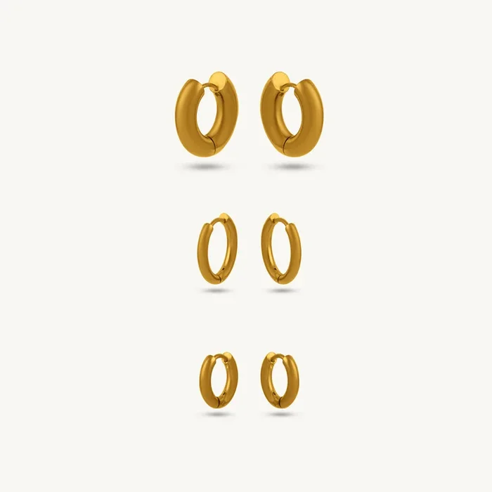 Golden Stack Minimal Hoop Set