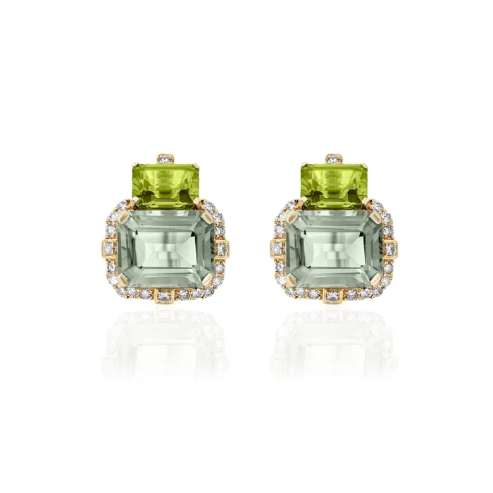 Goshwara 2-Stone Prasiolite & Peridot 18K Gold Earrings