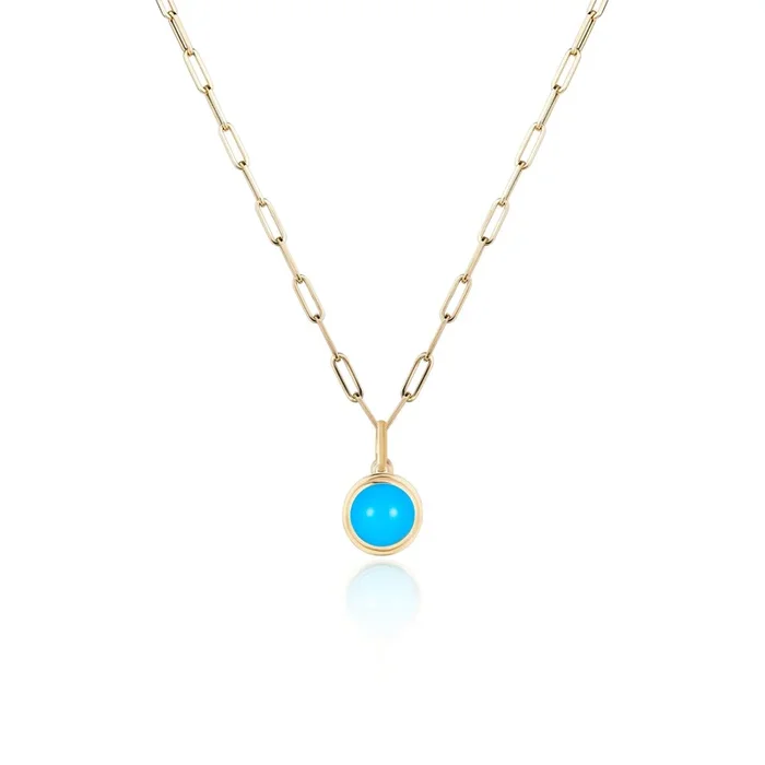 Goshwara Round Cabochon Turquoise 18K Gold Pendant Necklace