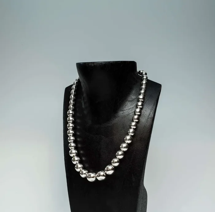 Graduated Sterling Silver Bead Necklace