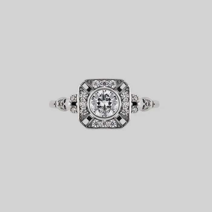 GRANDIOSE. Gothic Cubic Zirconia Cocktail Ring – Silver
