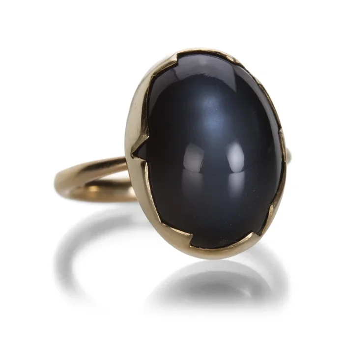 Gray Moonstone Cracked Egg Ring