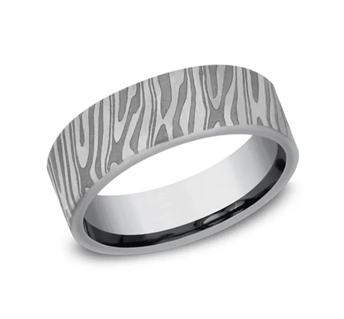 Gray Tantalum ‘The Tiger Stripe’ 7mm European Comfort Fit Wedding Band