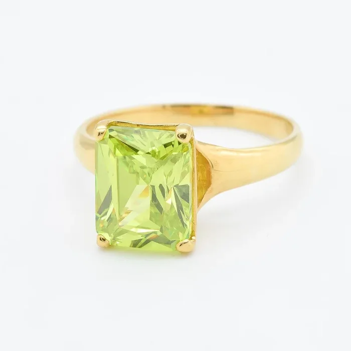 Green Diamond Gold Ring – Unique Engagement Ring – Green Gemstone Ring