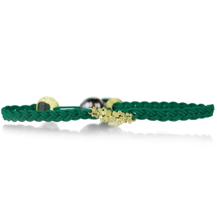 Green Floral Braided Bracelet