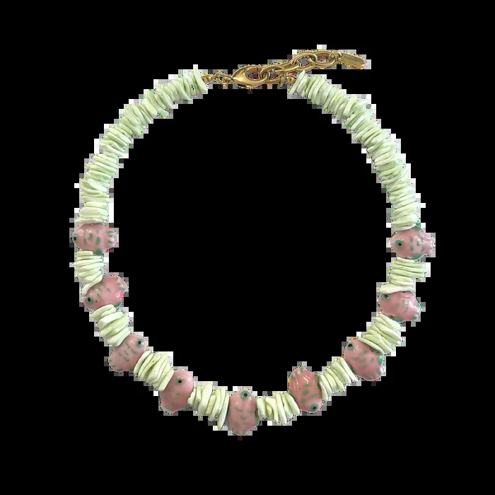 Green Heishi Beaded Necklace
