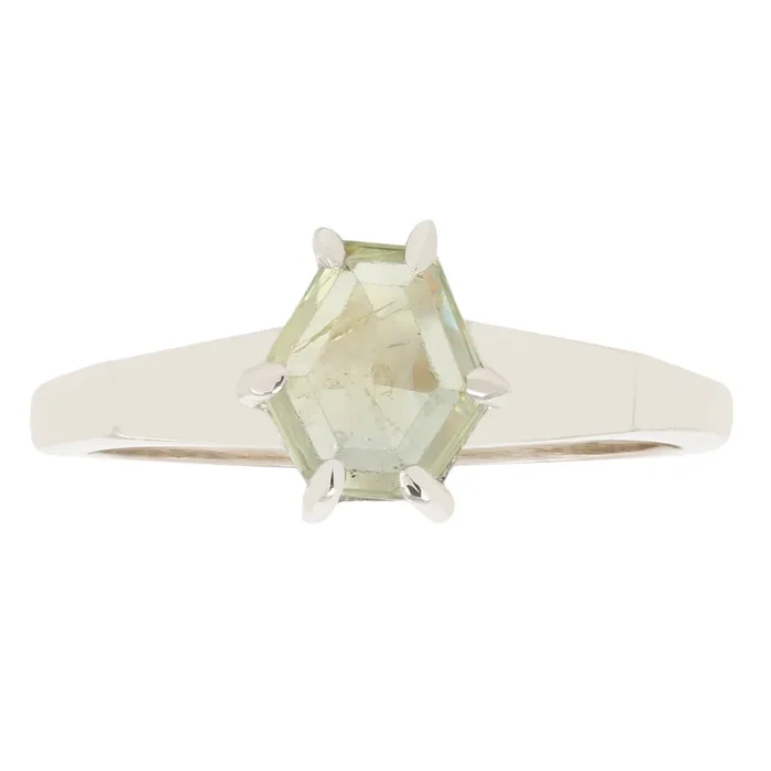 Green Hexagon Sapphire Ring