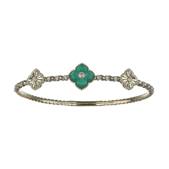 Green Onyx Flexi Bangle (Green Onyx White Diamond 0.35 cts.)