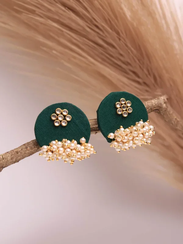 Green Pearls – Fabric Earring
