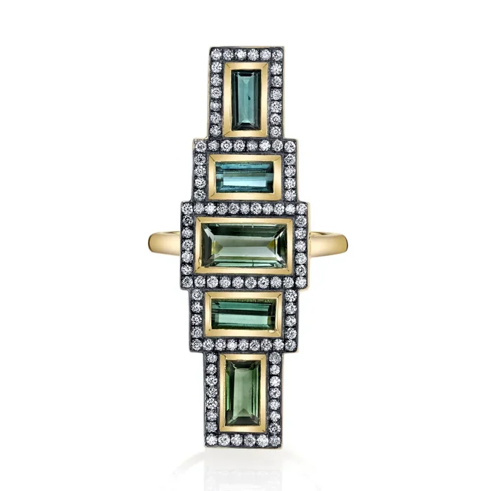 Green Tourmaline 5 Stack Ring