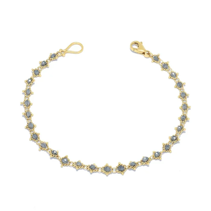 Grey Diamond Textile Bracelet in 18k Gold
