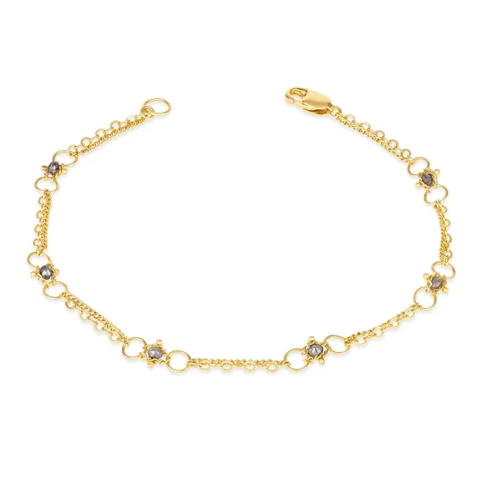 Grey Diamond Whisper Chain Bracelet in 18k Gold