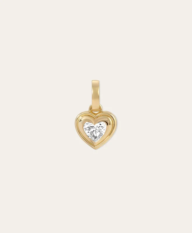 Groovy Diamond Solitaire Heart Hinged Charm – Lab Grown