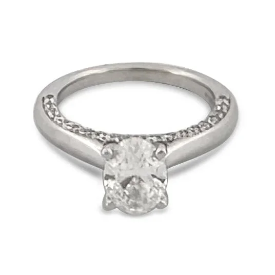 GSI Graded 2.10ctw Oval With Round Brilliants Lab-Grown Diamond Engagement Ring in 14k White Gold
