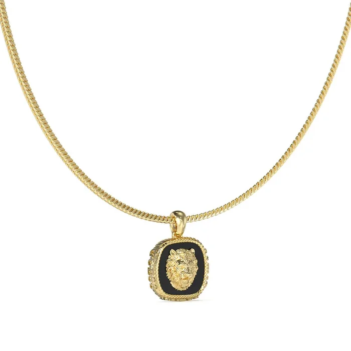 Guess Men’s Jewellery Gold-Plated Stainless-Steel Lion 18mm Charm Pendant On 21″ Chain