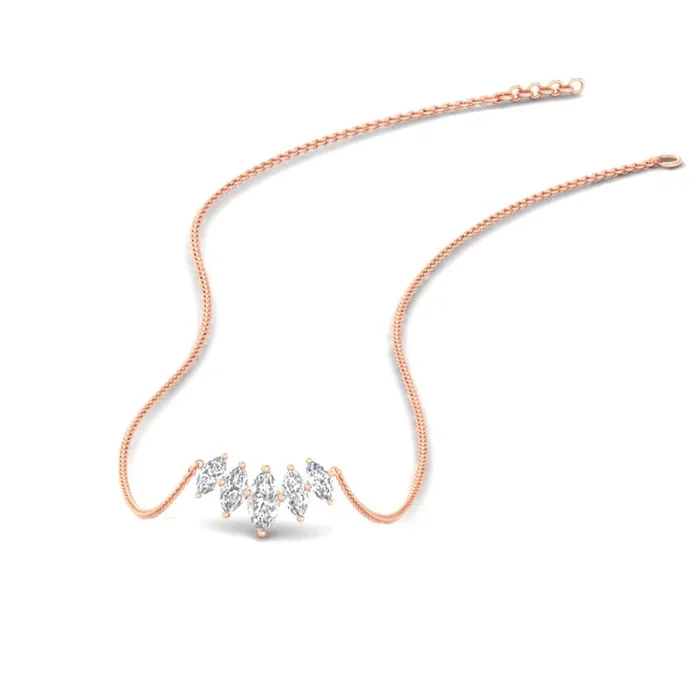 Half Carat Graduating Marquise Diamond Necklace