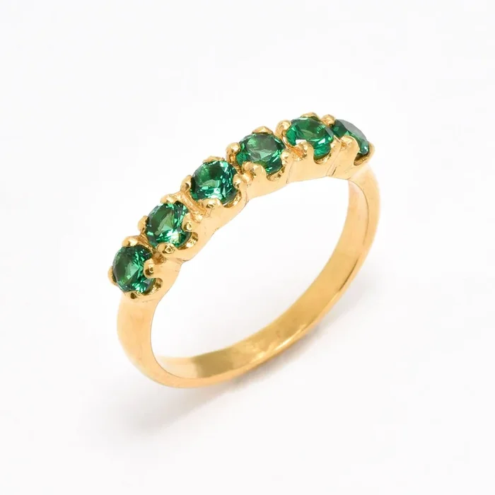 Half Eternity Emerald Ring – Gold Emerald Ring – May Birthstone Ring