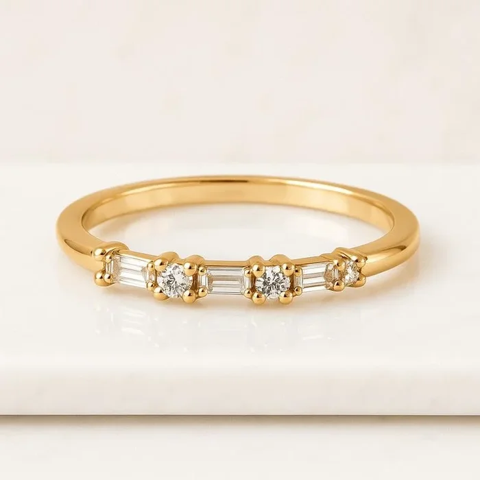 Half-Eternity Moissanite Baguette Wedding Ring