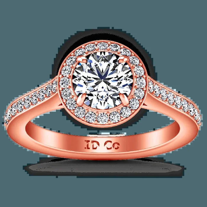 Halo Diamond Engagement Ring Violet 14K Rose Gold