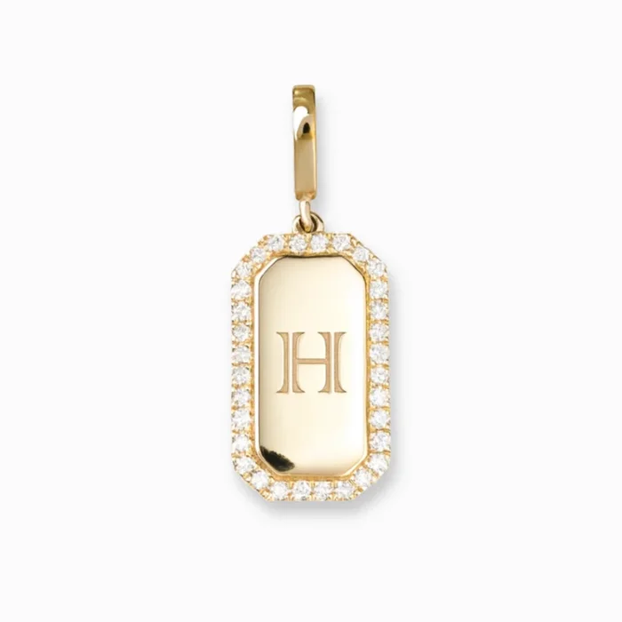 Halo Diamond Engravable Dog Tag Charm