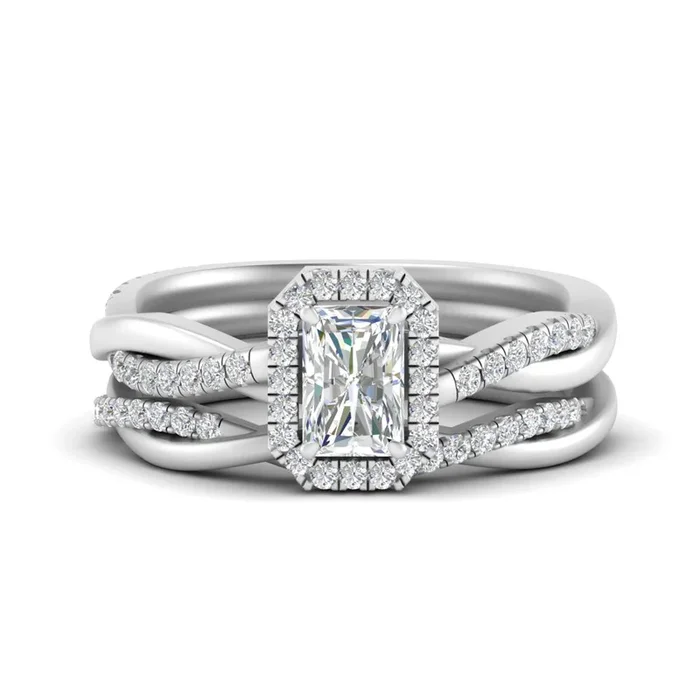 Halo Infinity Radiant Cut Diamond Bridal Set