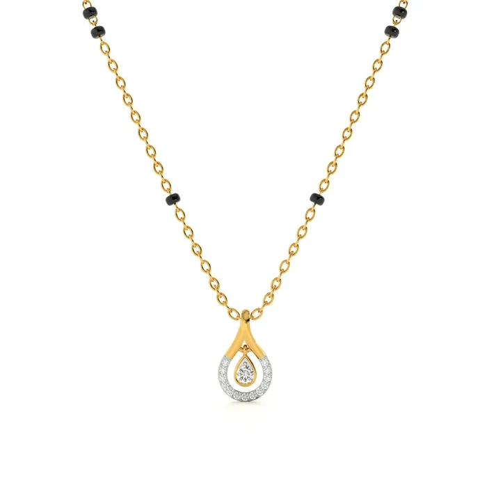 Halo Teardrop Glow 9KT Gold Lab Grown Diamond Mangalsutra